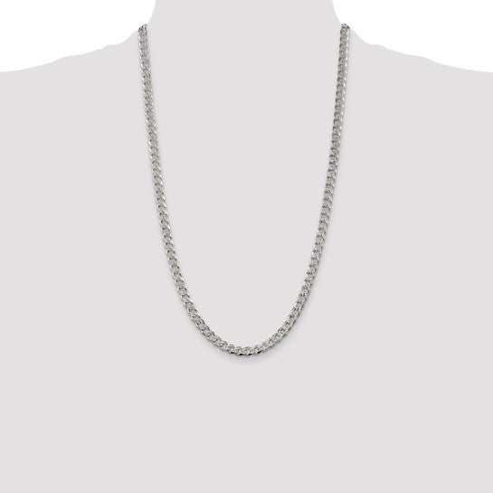 Sterling Silver 5.5mm Pave Curb Chain