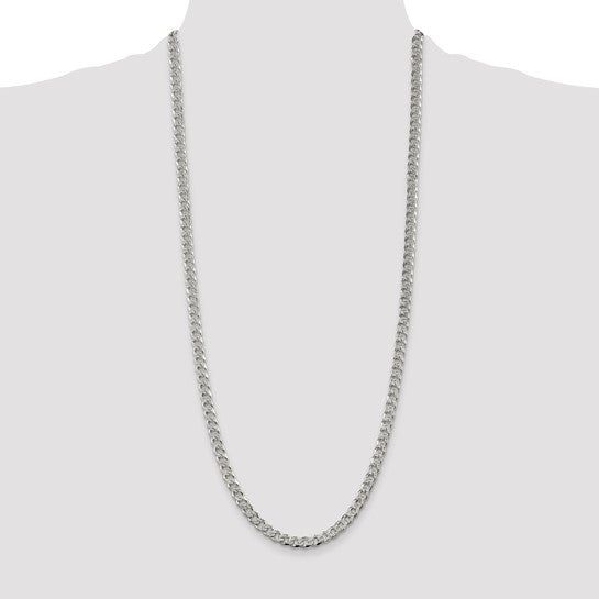 Sterling Silver 5.5mm Pave Curb Chain