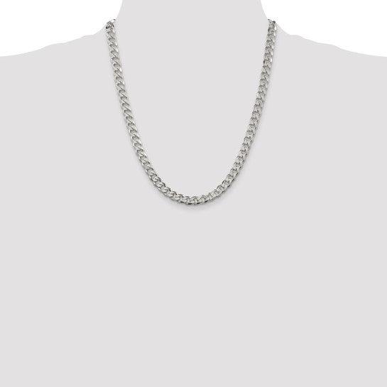 Sterling Silver 7mm Pave Curb Chain