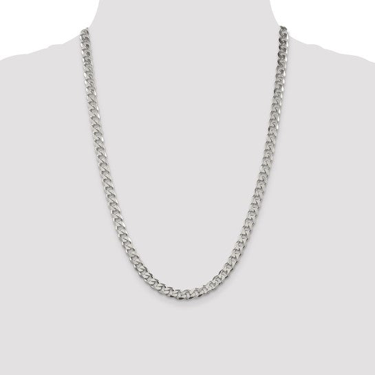 Sterling Silver 7mm Pave Curb Chain
