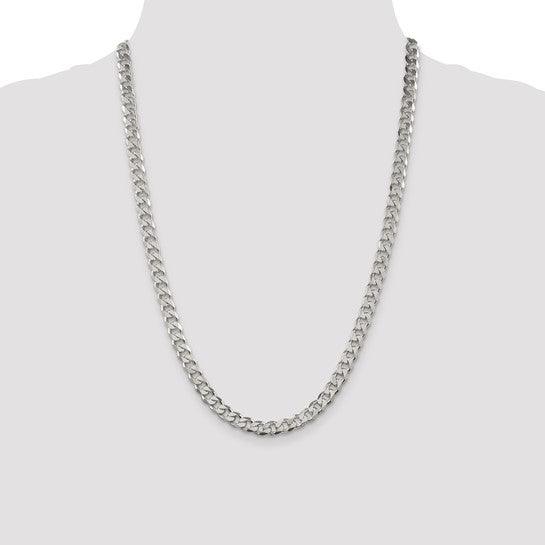 Sterling Silver 7mm Pave Curb Chain