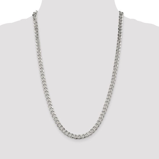 Sterling Silver 7mm Pave Curb Chain