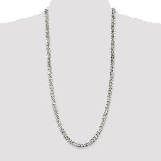 Sterling Silver 7mm Pave Curb Chain