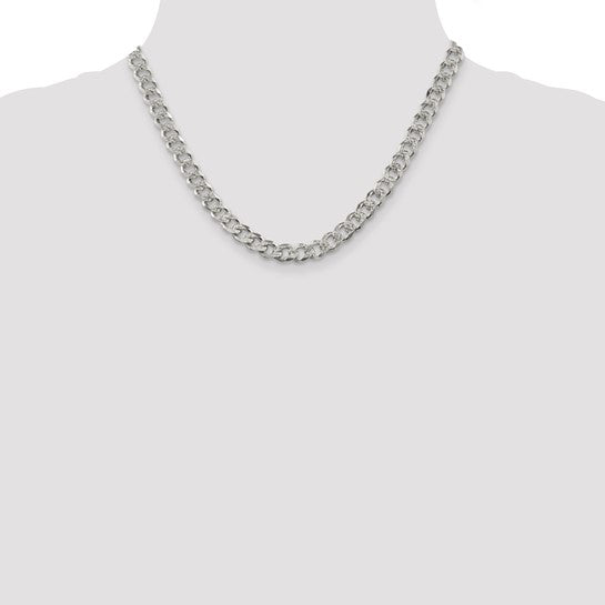 Sterling Silver 7.5mm Pave Curb Chain