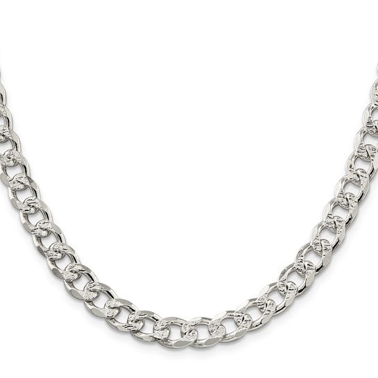 Sterling Silver 8mm Pave Curb Chain