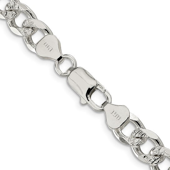 Sterling Silver 8mm Pave Curb Chain