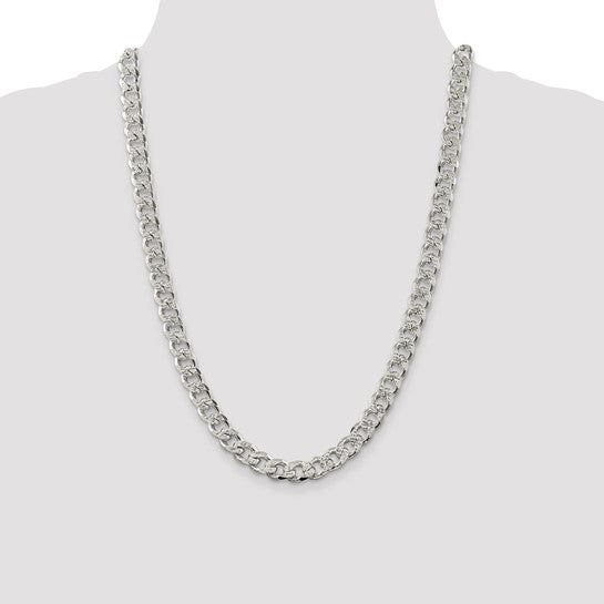 Sterling Silver 9.15mm Pave Curb Chain