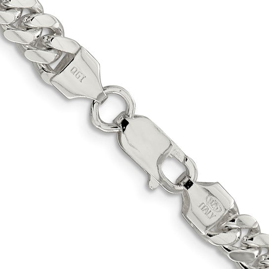 Sterling Silver 6.4mm Polished Domed Curb Chain