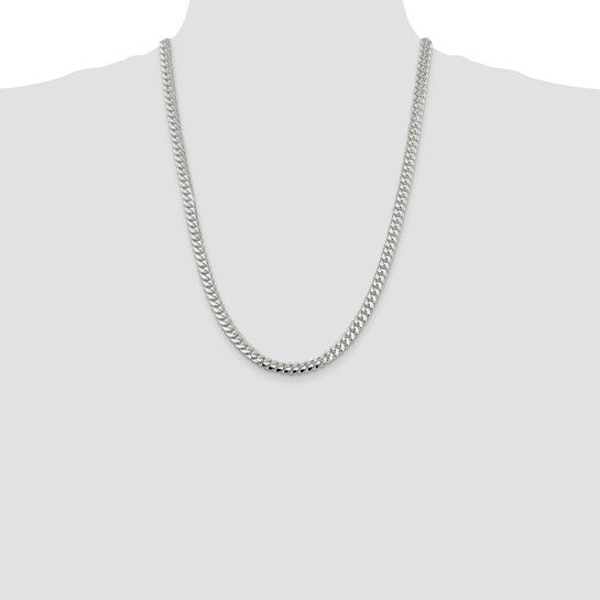 Sterling Silver 6.4mm Polished Domed Curb Chain