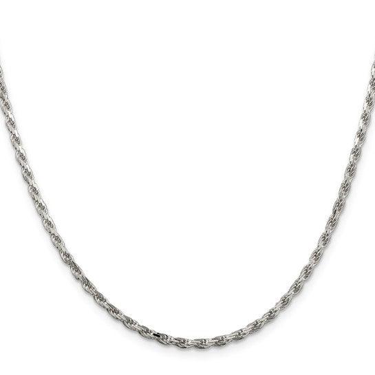 Sterling Silver 2.5mm Diamond-cut Rope Chain