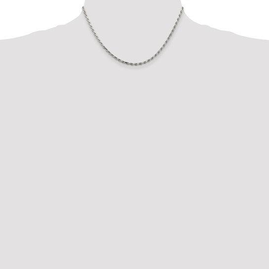 Sterling Silver 2.5mm Diamond-cut Rope Chain