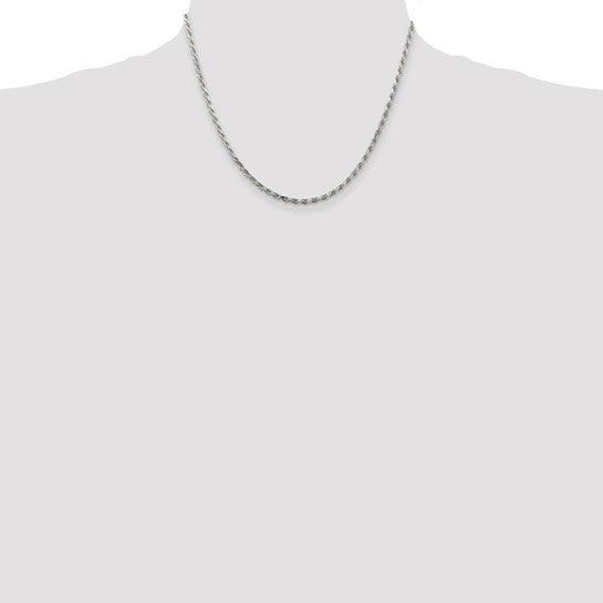 Sterling Silver 2.5mm Diamond-cut Rope Chain