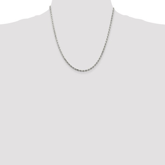Sterling Silver 2.5mm Diamond-cut Rope Chain