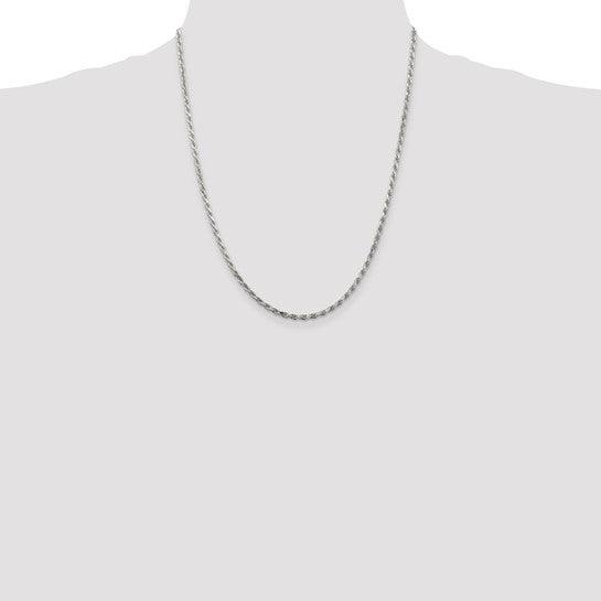 Sterling Silver 2.5mm Diamond-cut Rope Chain