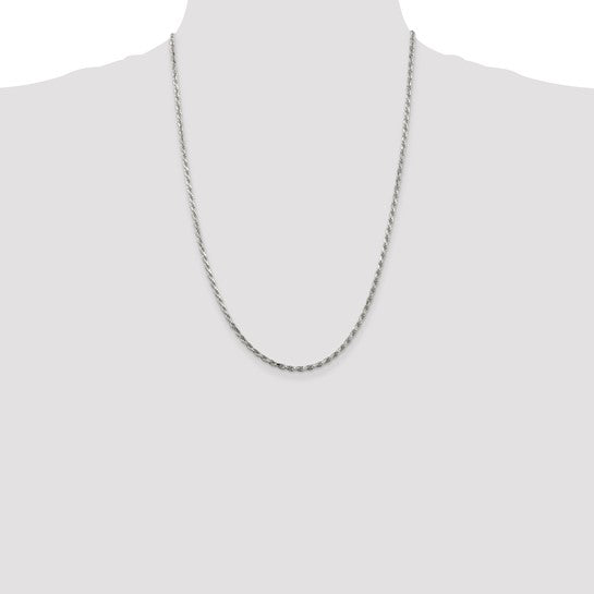 Sterling Silver 2.5mm Diamond-cut Rope Chain