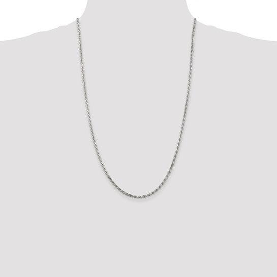 Sterling Silver 2.5mm Diamond-cut Rope Chain