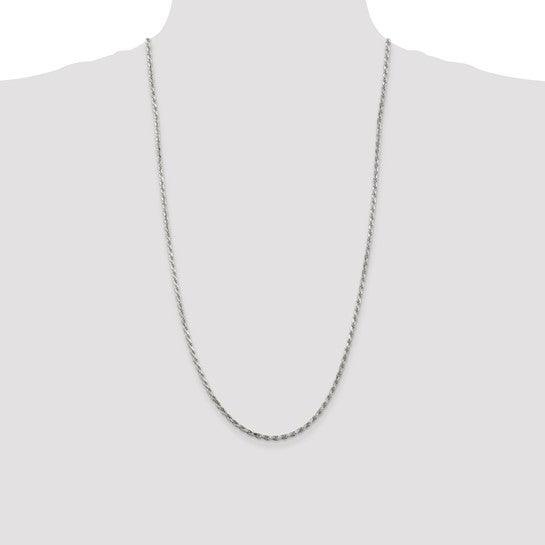 Sterling Silver 2.5mm Diamond-cut Rope Chain