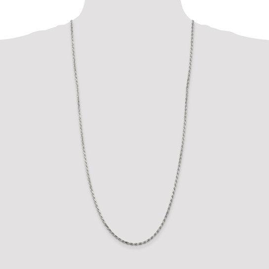 Sterling Silver 2.5mm Diamond-cut Rope Chain