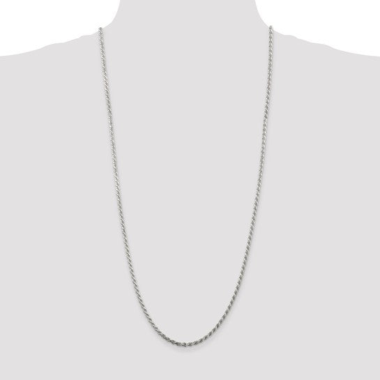Sterling Silver 2.75mm Diamond-cut Rope Chain