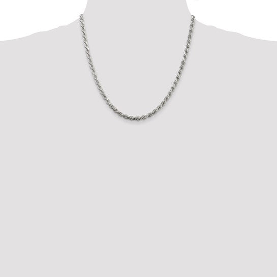 Sterling Silver 4.25mm Diamond-cut Rope Chain