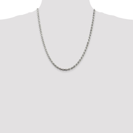 Sterling Silver 4.25mm Diamond-cut Rope Chain