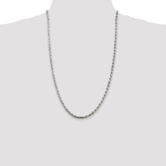 Sterling Silver 4.25mm Diamond-cut Rope Chain