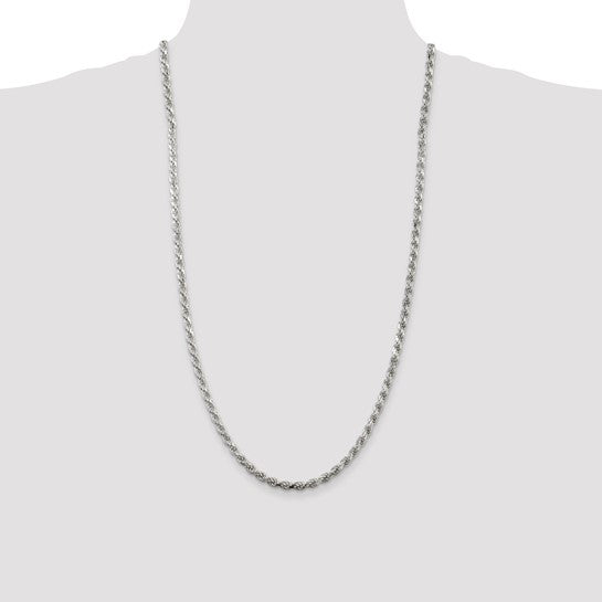 Sterling Silver 4.25mm Diamond-cut Rope Chain