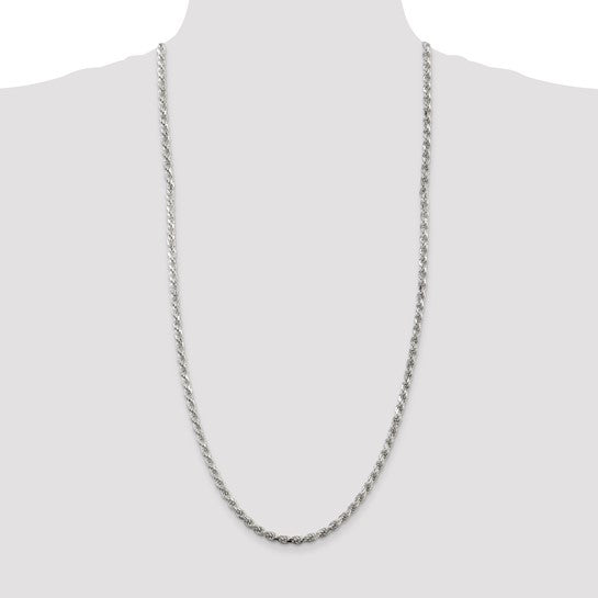 Sterling Silver 4.25mm Diamond-cut Rope Chain