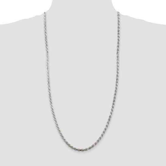 Sterling Silver 4.25mm Diamond-cut Rope Chain