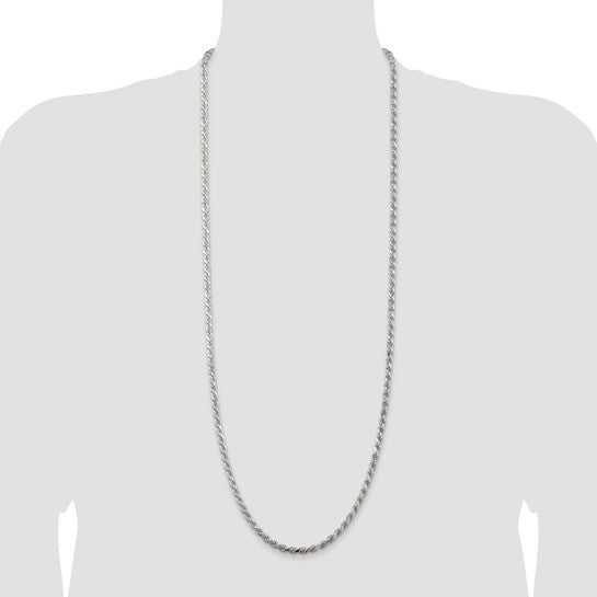 Sterling Silver 4.25mm Diamond-cut Rope Chain