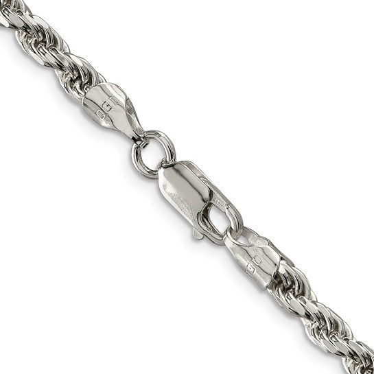 Sterling Silver 4.75mm Diamond-cut Rope Chain