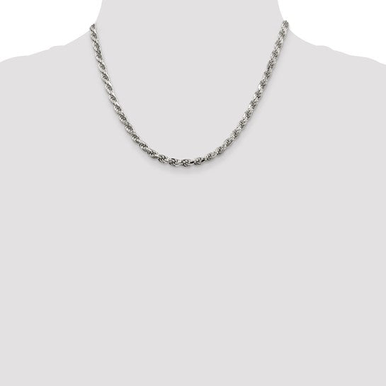 Sterling Silver 4.75mm Diamond-cut Rope Chain