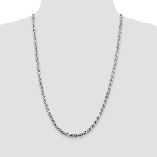 Sterling Silver 4.75mm Diamond-cut Rope Chain