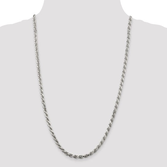 Sterling Silver 4.75mm Diamond-cut Rope Chain