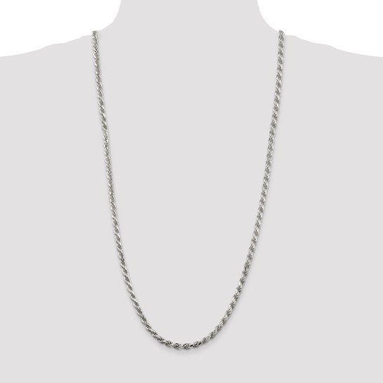 Sterling Silver 4.75mm Diamond-cut Rope Chain