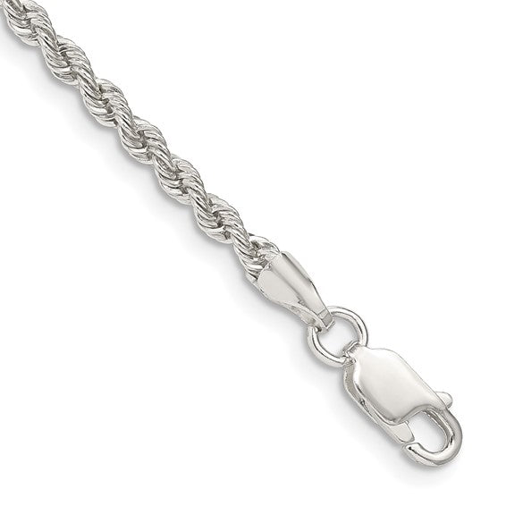 Sterling Silver 2.5mm Solid Rope Anklet
