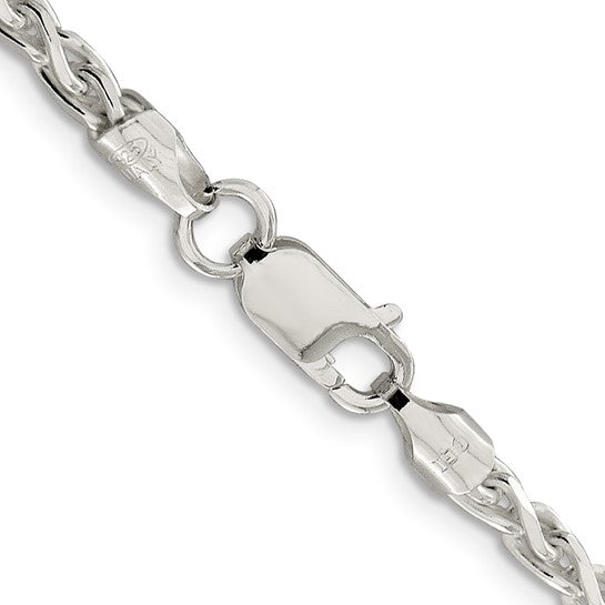 Sterling Silver 3.75 mm Polished & Diamond Cut Spiga Chain
