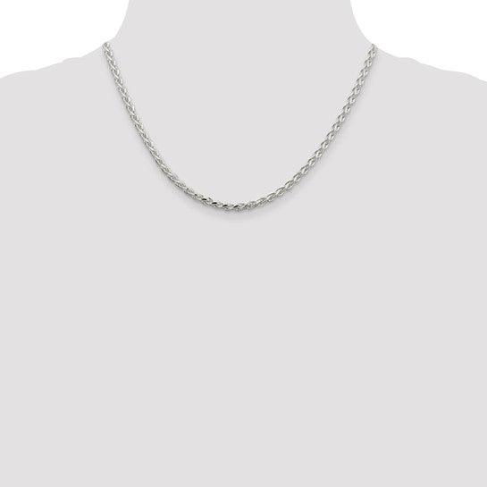 Sterling Silver 3.75 mm Polished & Diamond Cut Spiga Chain