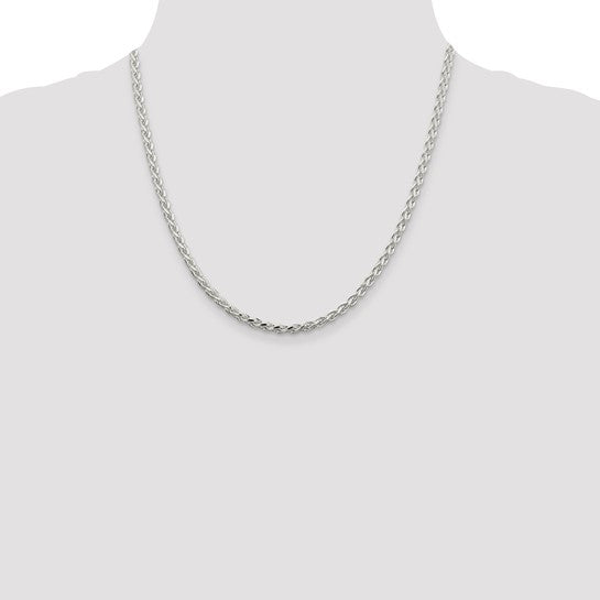 Sterling Silver 3.75 mm Polished & Diamond Cut Spiga Chain