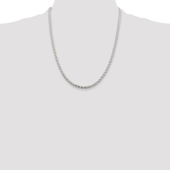 Sterling Silver 3.75 mm Polished & Diamond Cut Spiga Chain