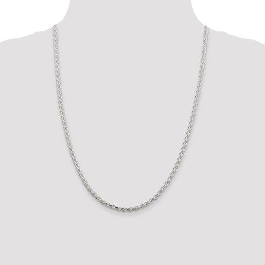 Sterling Silver 3.75 mm Polished & Diamond Cut Spiga Chain