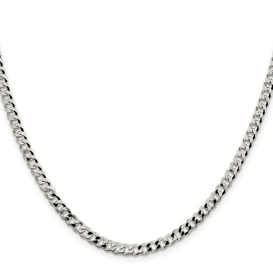 Sterling Silver 4mm Beveled Curb Chain