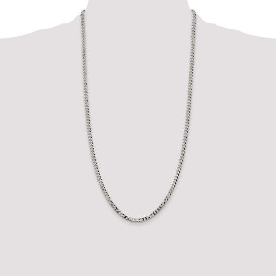 Sterling Silver 4mm Beveled Curb Chain