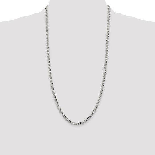 Sterling Silver 4mm Beveled Curb Chain