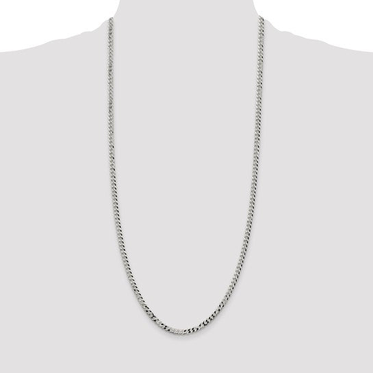 Sterling Silver 4mm Beveled Curb Chain