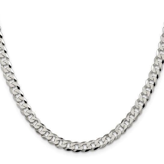 Sterling Silver 6mm Close Link Flat Curb Chain