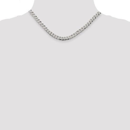 Sterling Silver 6mm Close Link Flat Curb Chain