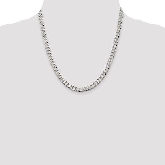 Sterling Silver 6mm Close Link Flat Curb Chain