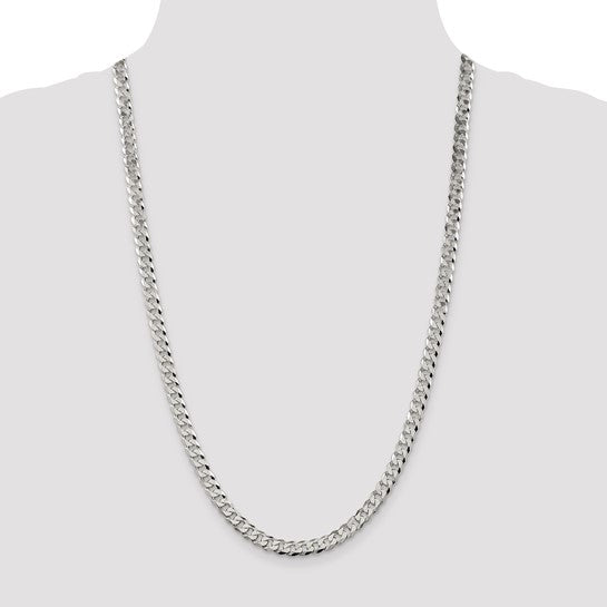 Sterling Silver 6mm Close Link Flat Curb Chain