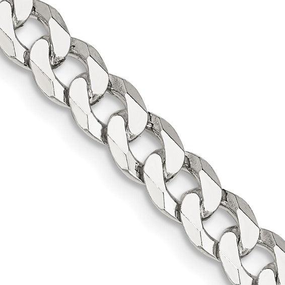 Sterling Silver 6mm Close Link Flat Curb Chain